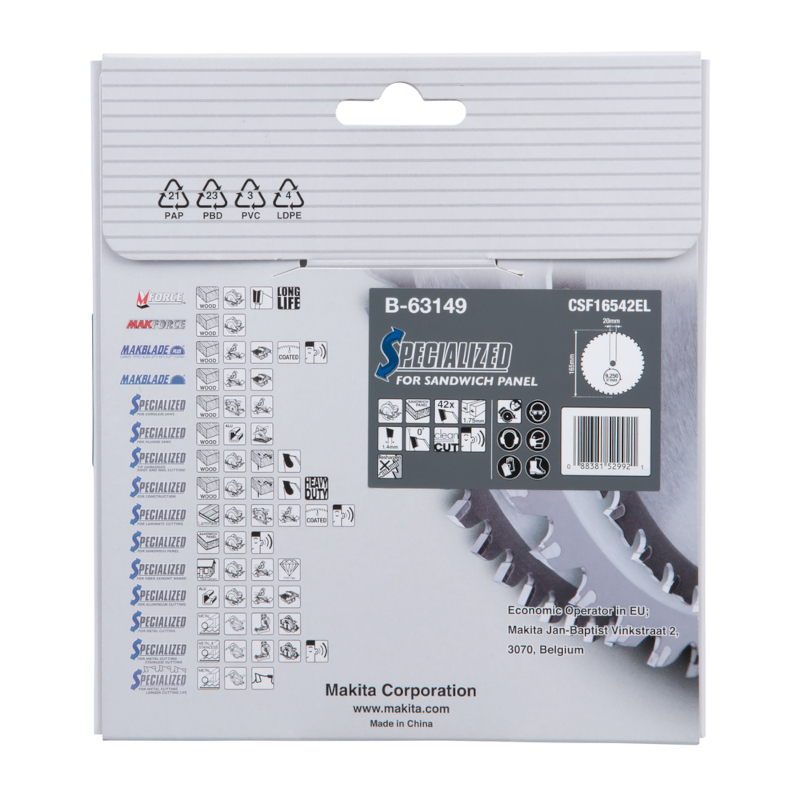 Makita - Set ručna kružna testera HS6601 sa listom 165x20/42z za sečenje sendvič panela - HS6601 + B-63149